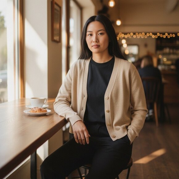 A New Day Womens Camel Color Button-Down Cardigan Sweater Lightweight Size Small - Picture 2 of 11